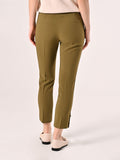 Pantaloni in Tessuto Tecnico Verde Militare con Bottoni