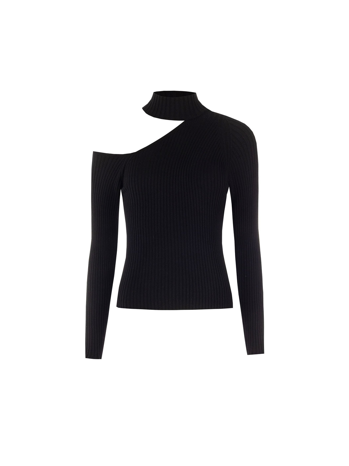 Maglia nera a coste con cut out in misto viscosa