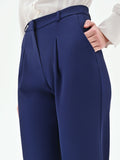 Pantalone Studio con pinces e vita alta in cadi blu indaco