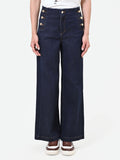 Jeans blu navy a palazzo con bottoni stile marina