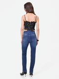 Jeans skinny blu con bottoni piatti