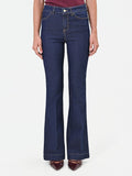 Pantaloni jeans a zampa blu high waist