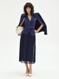 Abito midi blu navy con corpetto a gilet