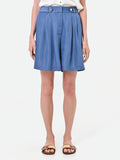 Pantalone bermuda blu in lyocell