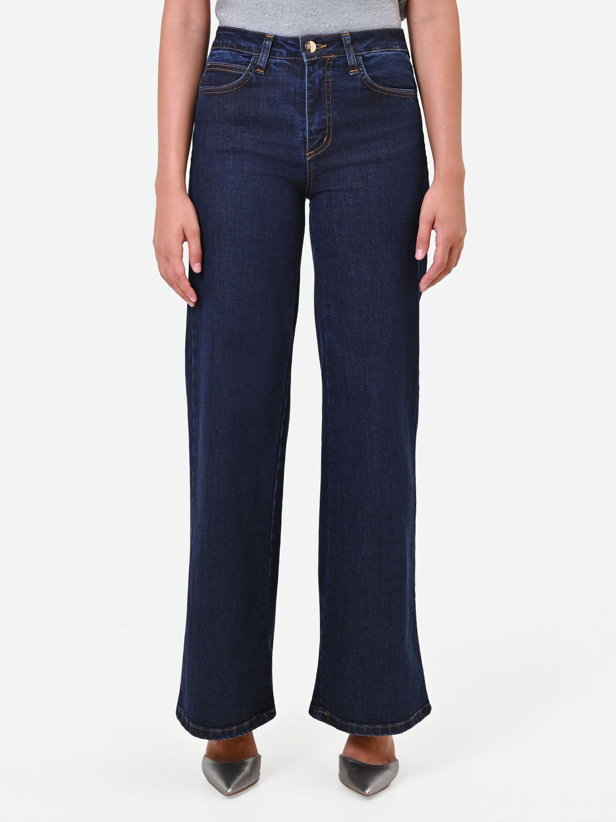 Pantaloni jeans blu navy a palazzo Giorgia Palmas X Rinascimento