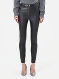 Leggings neri in similpelle con zip frontale