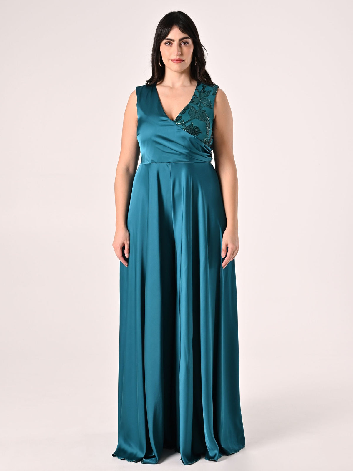 Tuta Curvy Verde con Paillettes