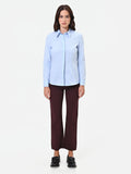 Camicia azzurra sciancrata in cotone
