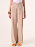Pantaloni Ampi in Misto Moda Beige Scuro