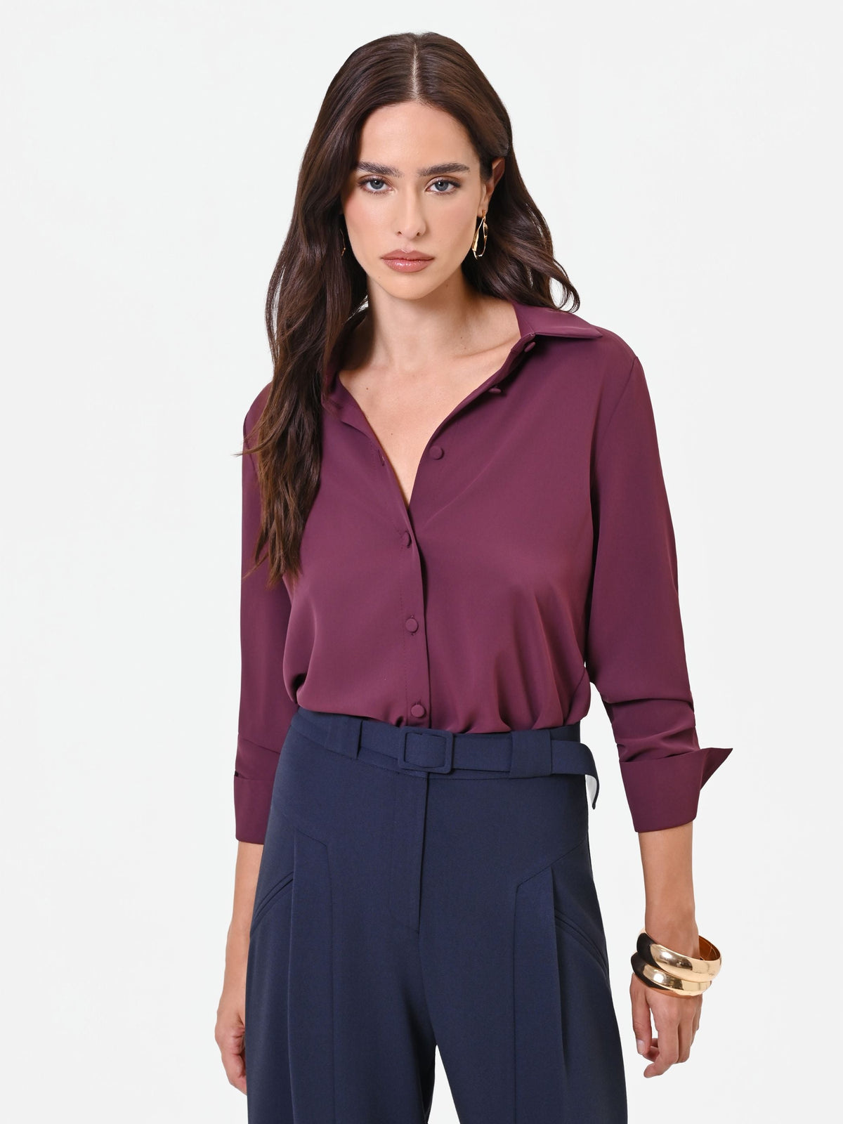 Camicia in raso bordeaux rosso