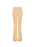 Pantaloni Beige in Cotone con Patte