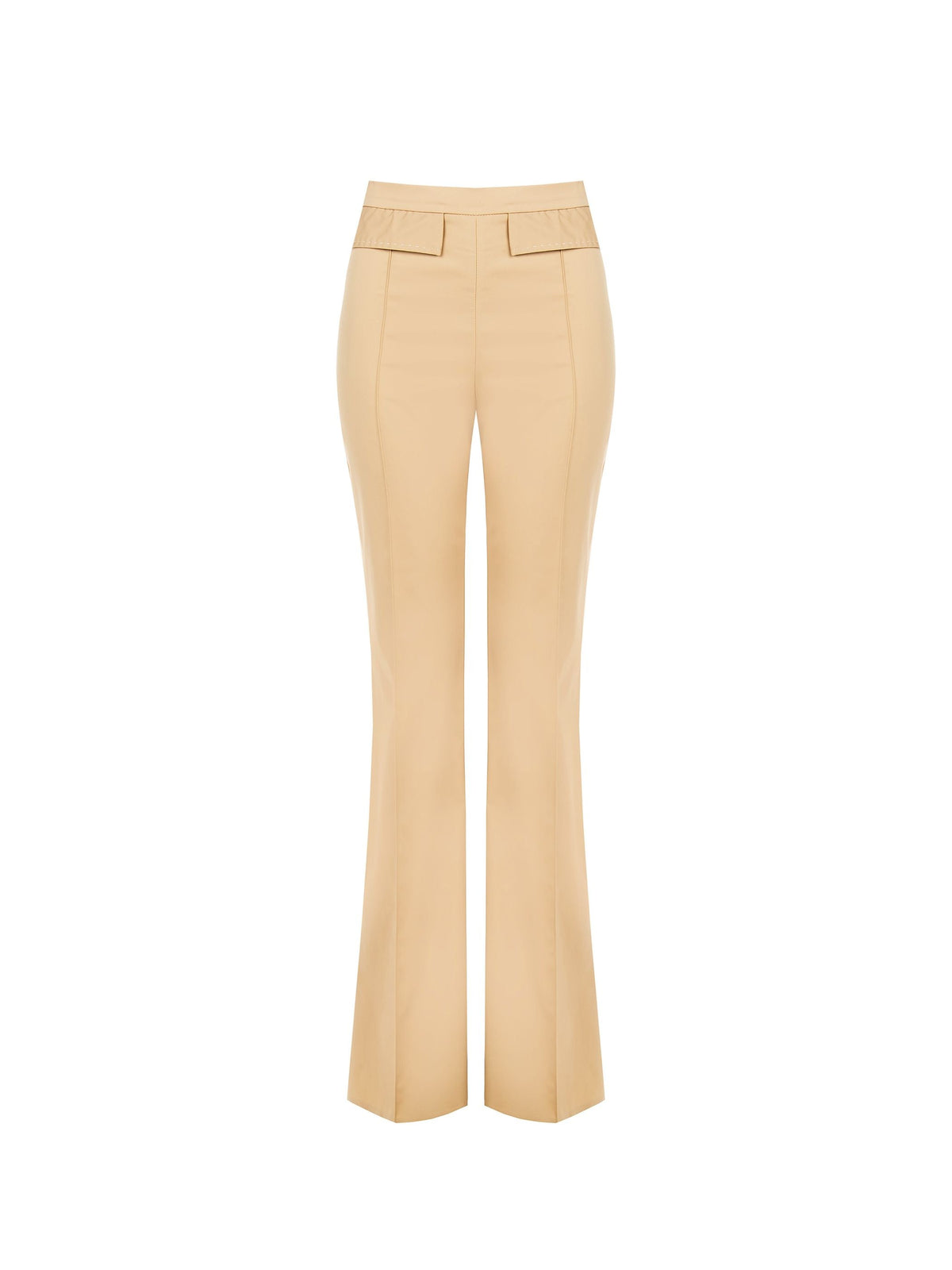 Pantaloni Beige in Cotone con Patte