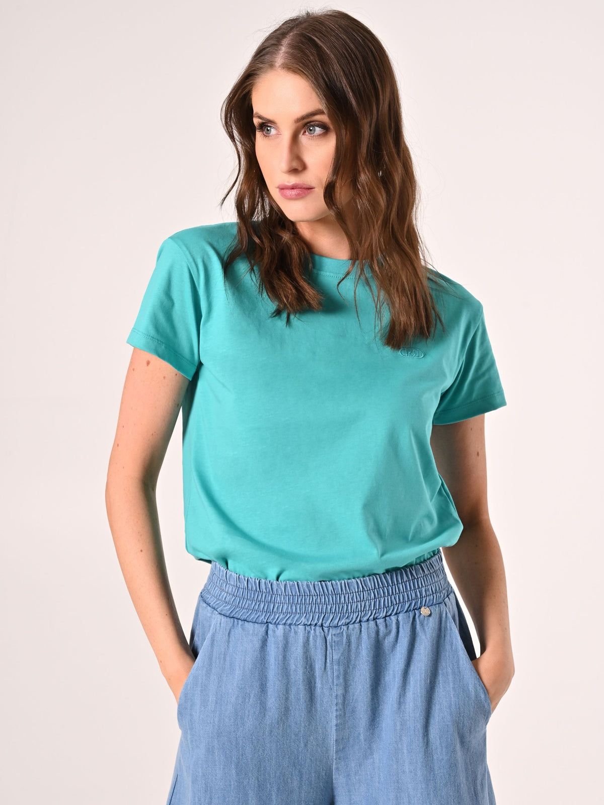 T-Shirt in Cotone Verde Acqua