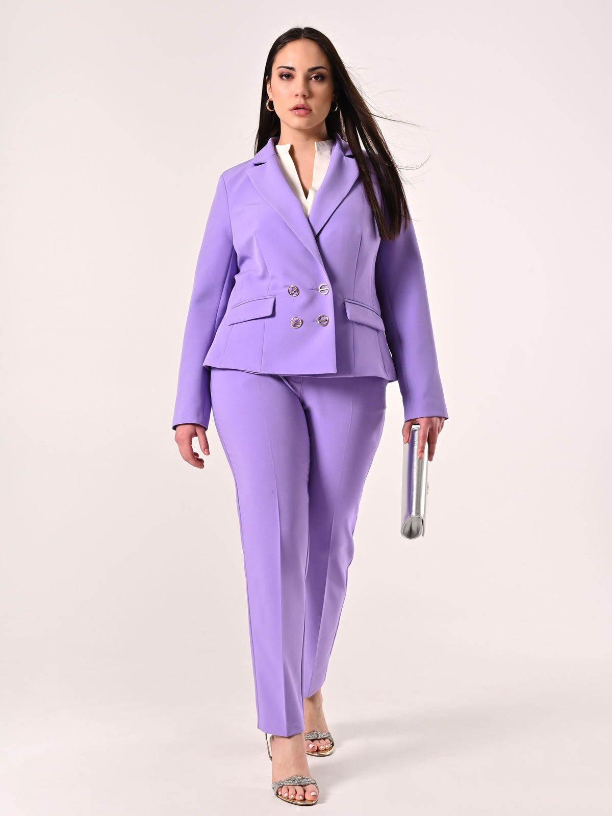 Pantaloni Curvy Lilla in Tessuto Tecnico