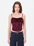 Top corsetto bordeaux in velluto