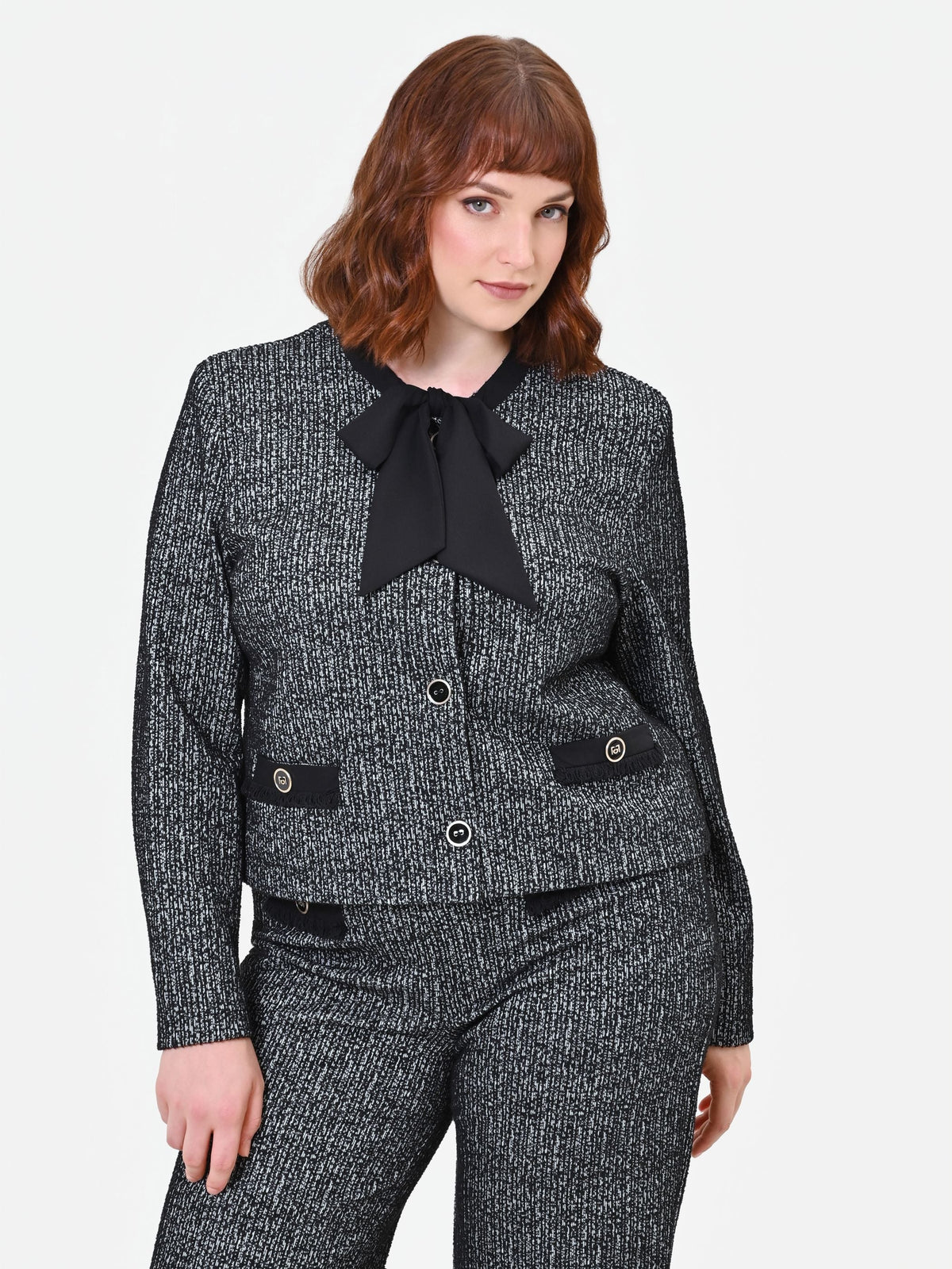 Giacca Curvy in bouclé nera