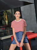 T-Shirt Mariniére a Righe Bianche e Rosse