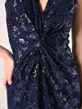 Abito Lungo Paillettes Blu