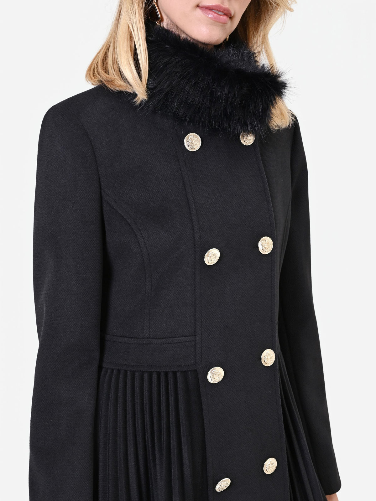 Cappotto doppiopetto nero in velaur
