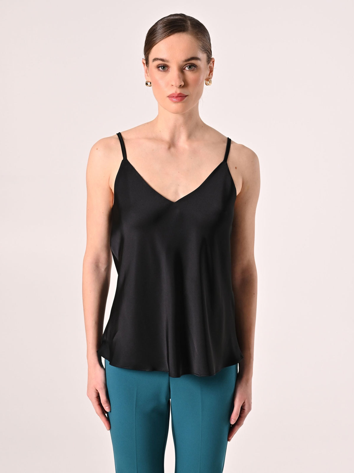 Top Spalline Sottili Nero