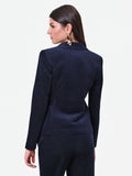Giacca doppiopetto in velluto blu navy Giorgia Palmas X Rinascimento