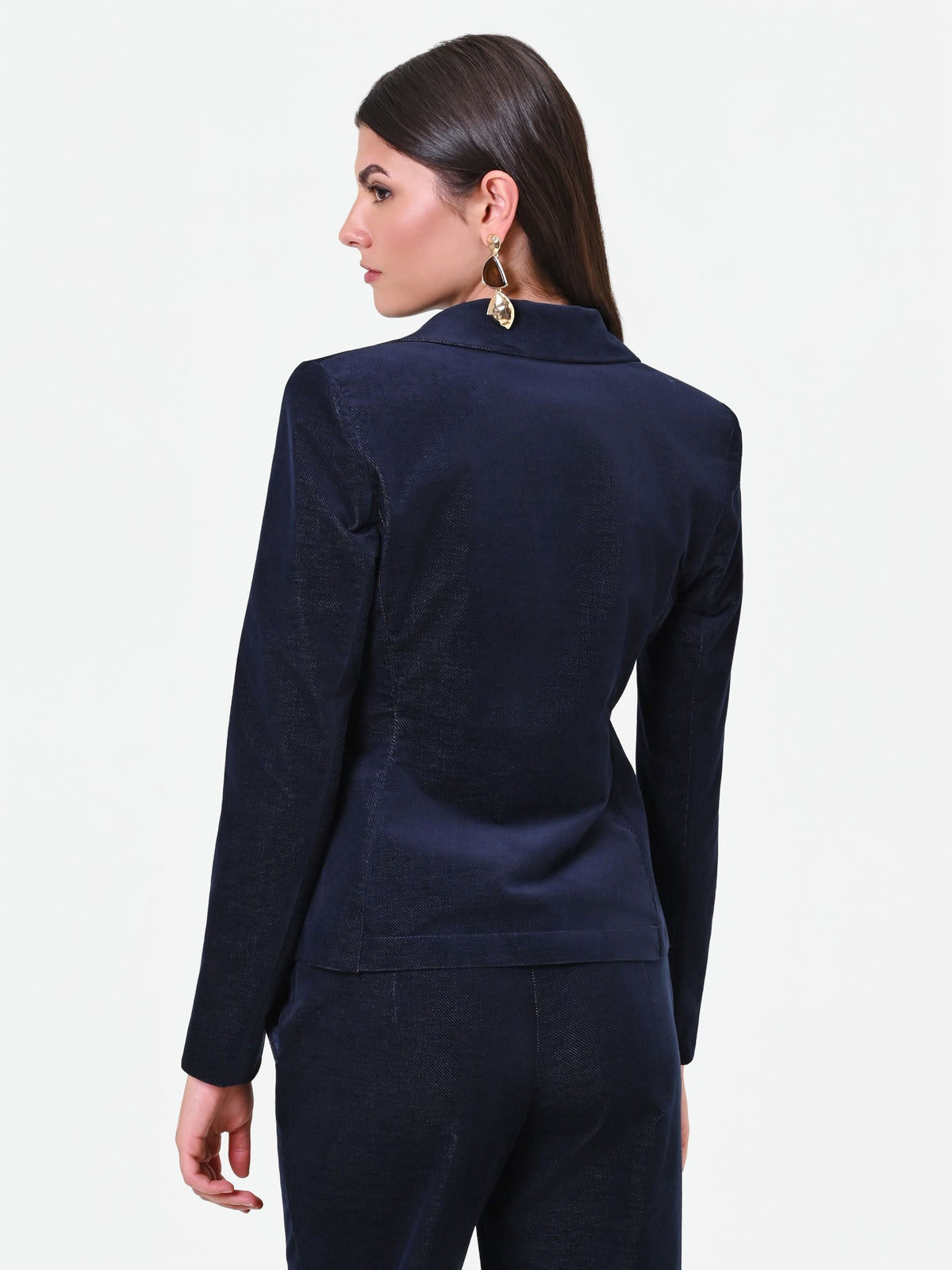 Giacca doppiopetto in velluto blu navy Giorgia Palmas X Rinascimento
