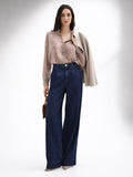 Jeans palazzo blu a vita alta