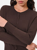 Cardigan in viscosa marrone moro con bottoni