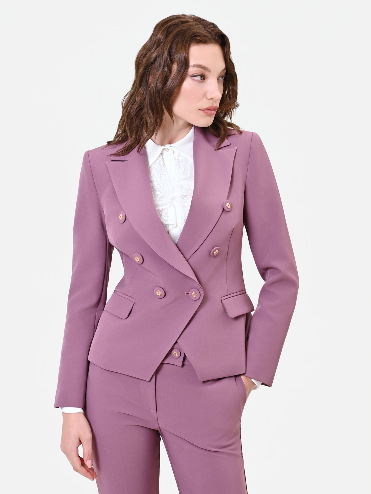 Giacca blazer doppiopetto rosa antico