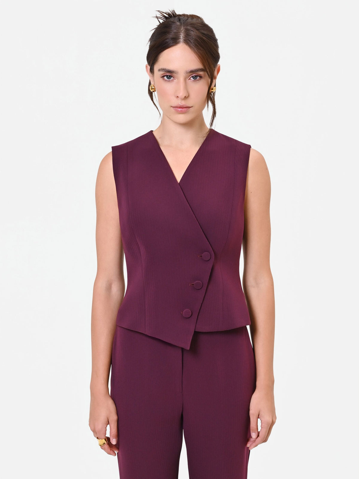 Gilet Studio Gessato bordeaux in crepe
