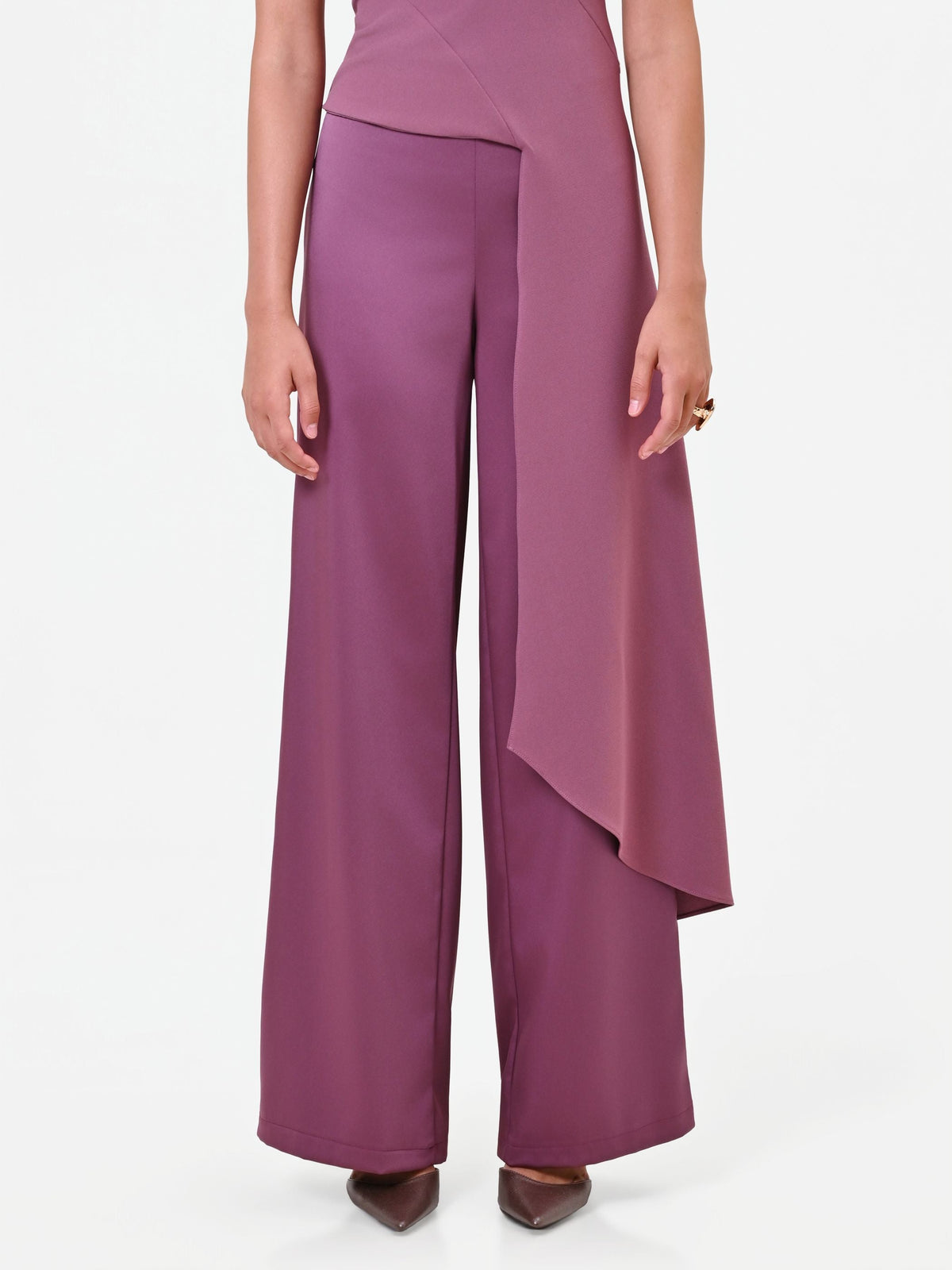Pantalone palazzo in raso rosa antico Giorgia Palmas X Rinascimento
