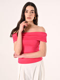 Top off-the-Shoulders Fuxia