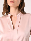 Blusa con Collo alla Coreana Rosa