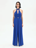 Tuta elegante blu Cina con pantalone a palazzo