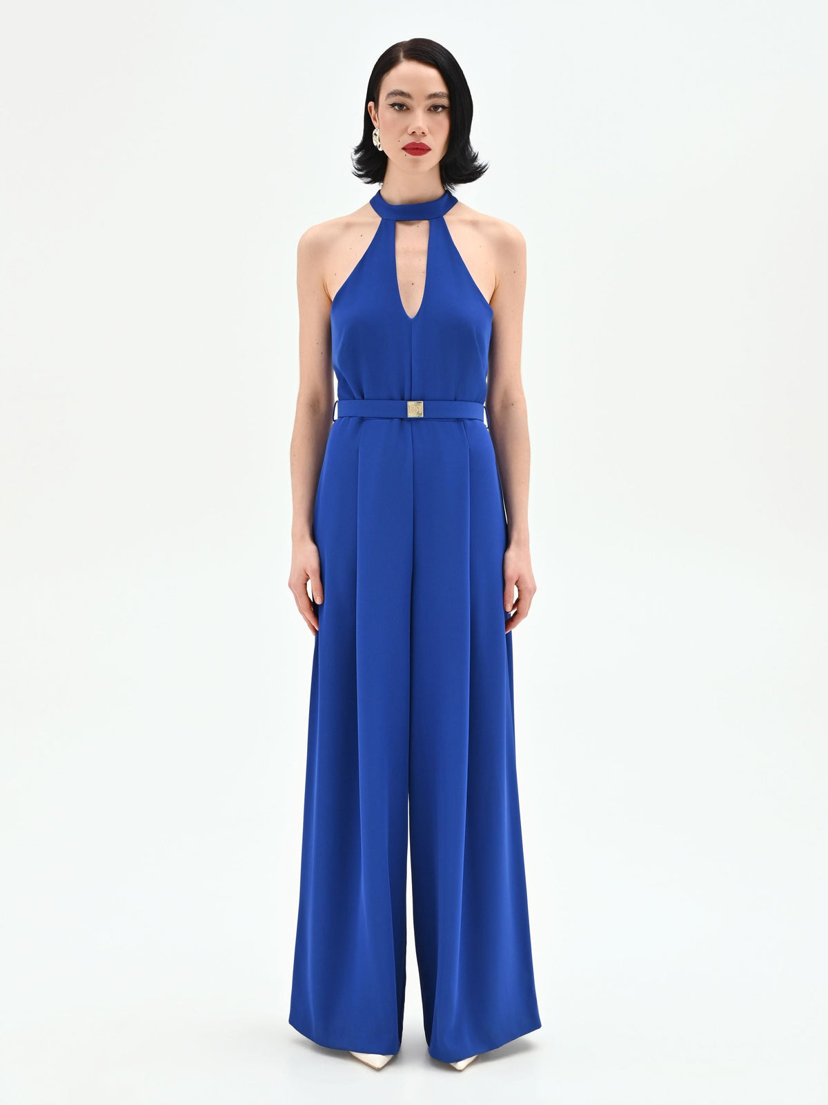 Tuta elegante blu Cina con pantalone a palazzo