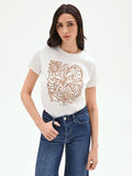 T-shirt panna con stampa grafica