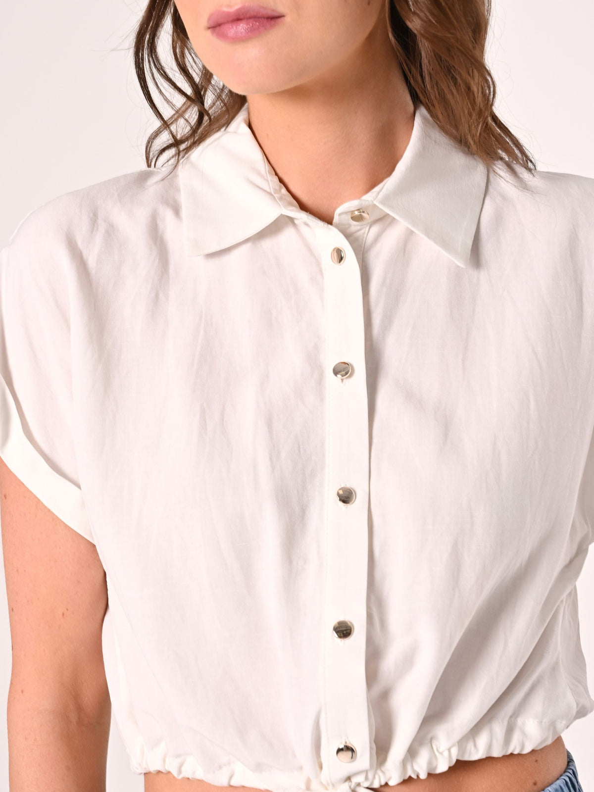 Camicia Bianca Boxy in Misto Viscosa