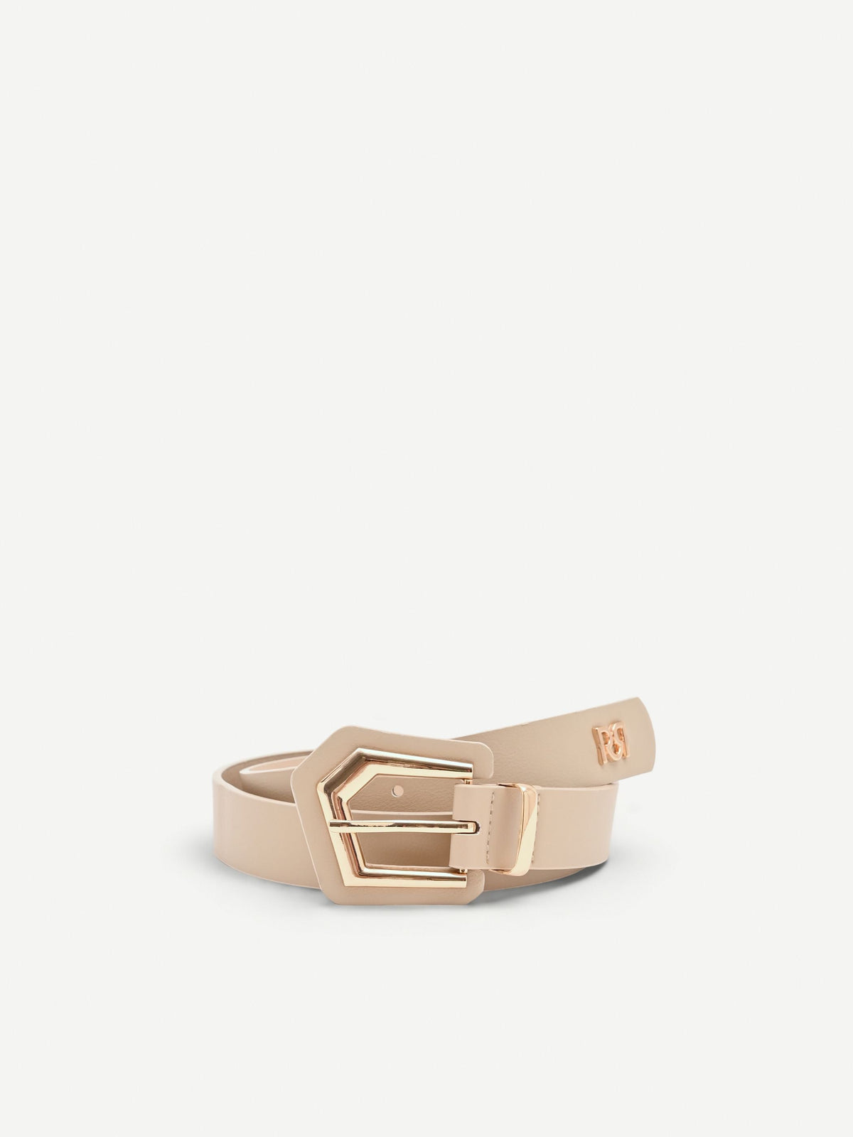 Cintura alta beige con fibbia squadrata