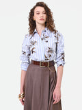 Camicia cropped a righe e fiori