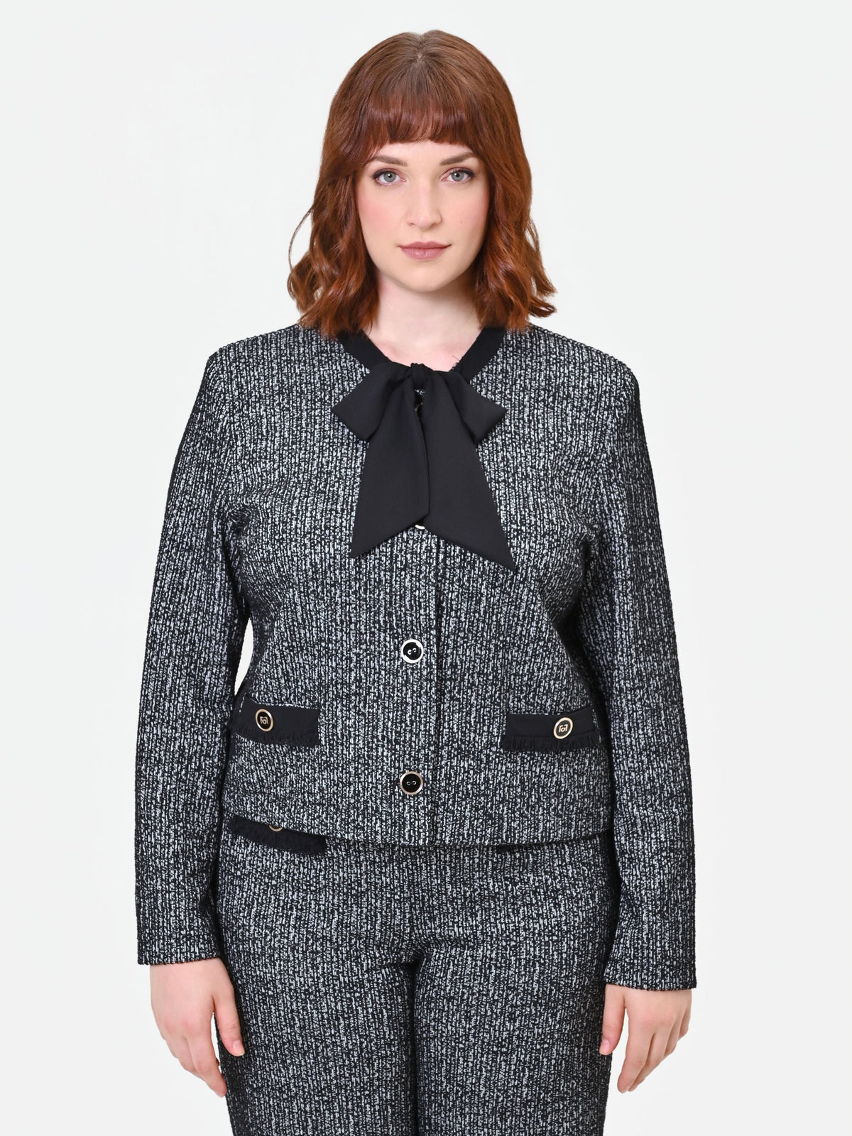 Giacca Curvy in bouclé nera