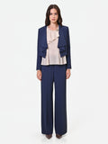 Giacca corta blu navy con revers a cascata