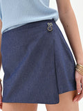 Gonna blu a portafoglio in chambray