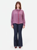 Camicia  Curvy in raso rosa antico con profili a contrasto