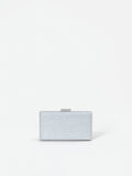 Borsa clutch argento con applicazione gioiello