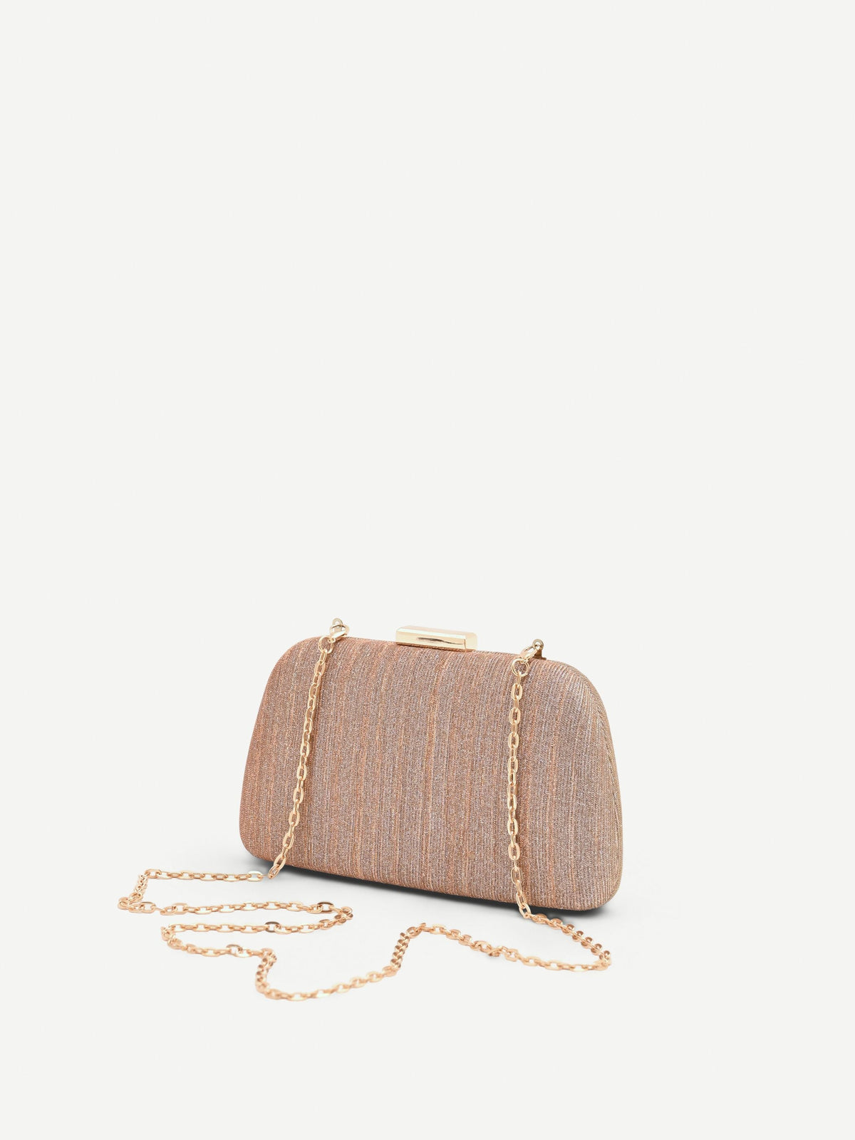 Pochette rigida oro con trama glitterata
