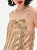 Top oro in maglia di paillettes