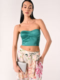 Top Bustier in Raso strutturato Verde Reale