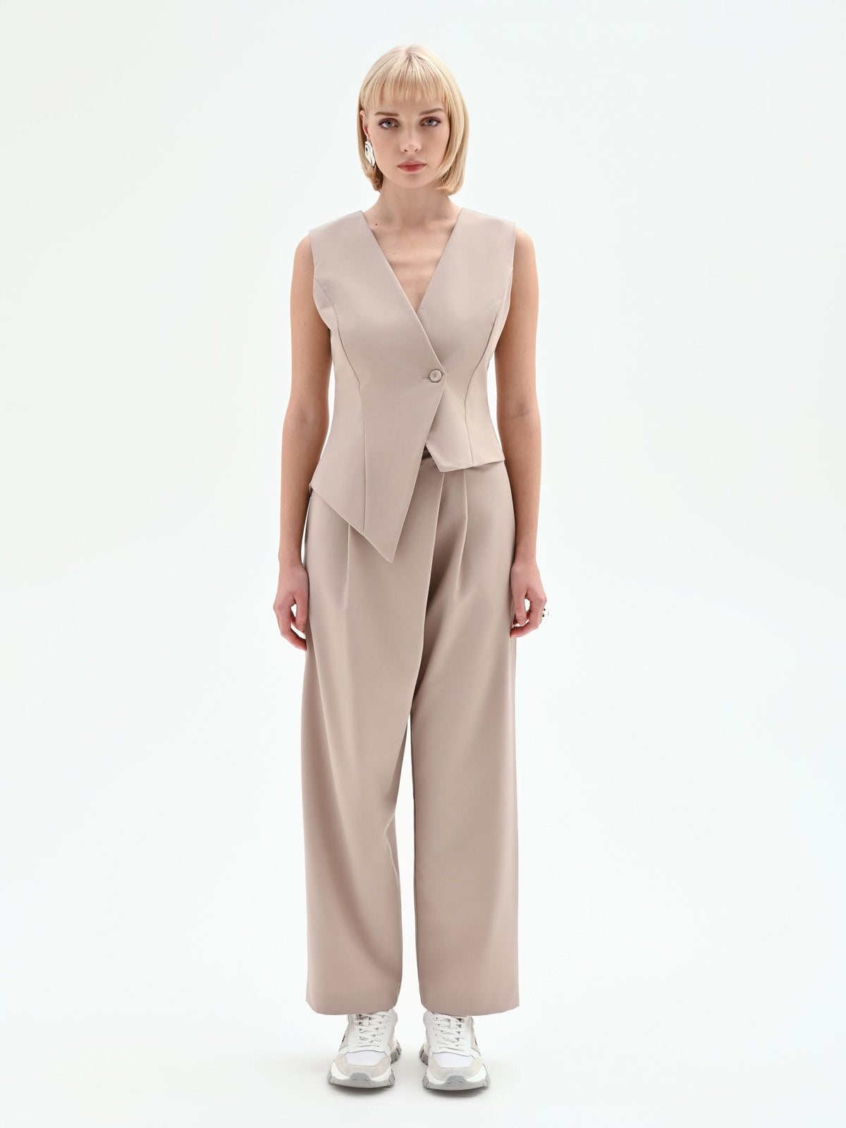 Gilet asimmetrico tortora beige