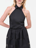 Abito corto nero in organza e tulle