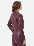 Giacca corta bordeaux rosso effetto pelle